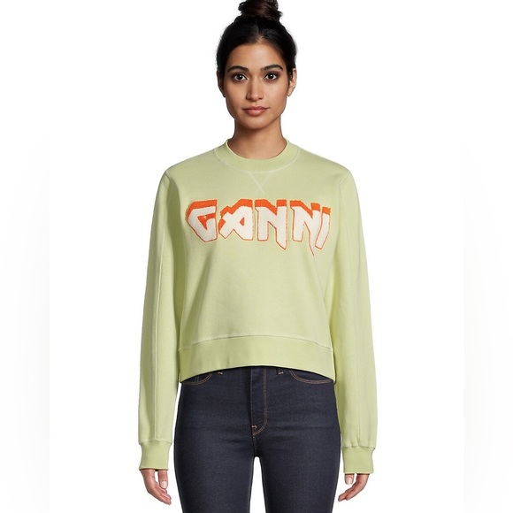 Ganni Tops - GANNI Organic Cotton Logo Sweatshirt